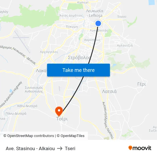 Stasinou Ave. - Alkaiou to Tseri map