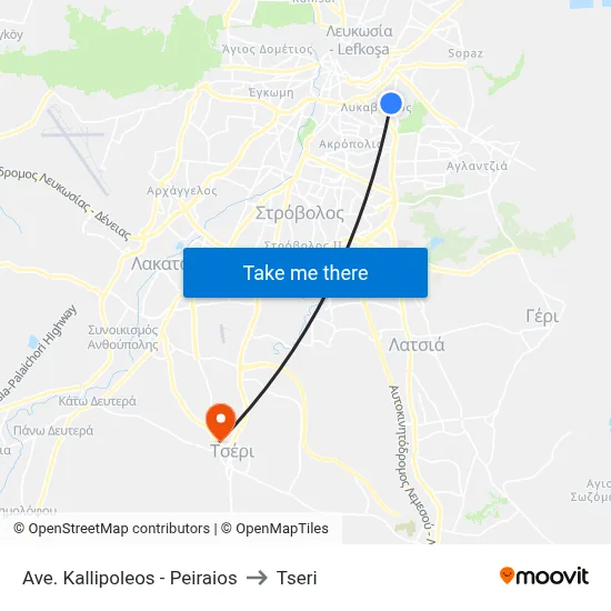 Kallipoleos Avenue - Peiraios to Tseri map
