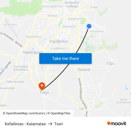 Kefallinias - Kalamatas to Tseri map