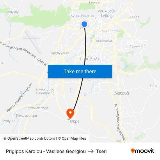 Prince Charles - King George to Tseri map