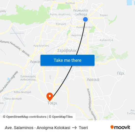 Ave. Salaminos - Anoigma Kolokasi to Tseri map