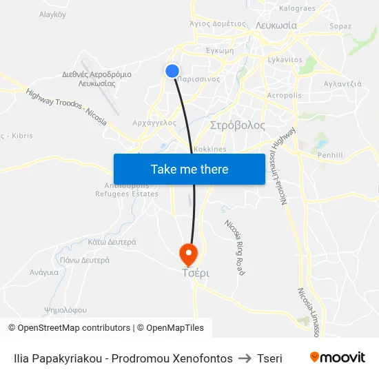 Ilia Papakyriakou - Prodromou Xenofontos to Tseri map