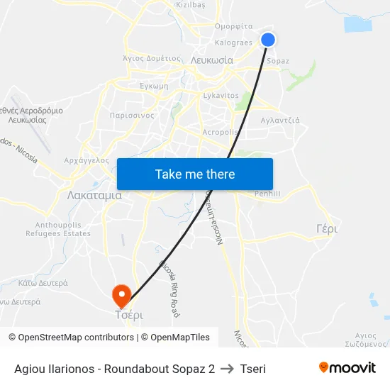 Ag. Ilarionos - Roundabout Sopaz to Tseri map