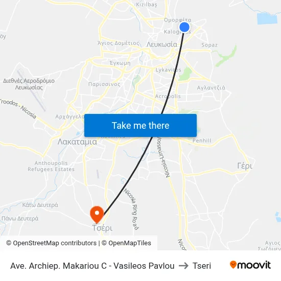 Archbishop Makarios III Avenue - Vasileos Pavlou to Tseri map