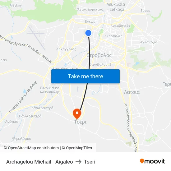 Archangelos Michail - Aigaleo to Tseri map