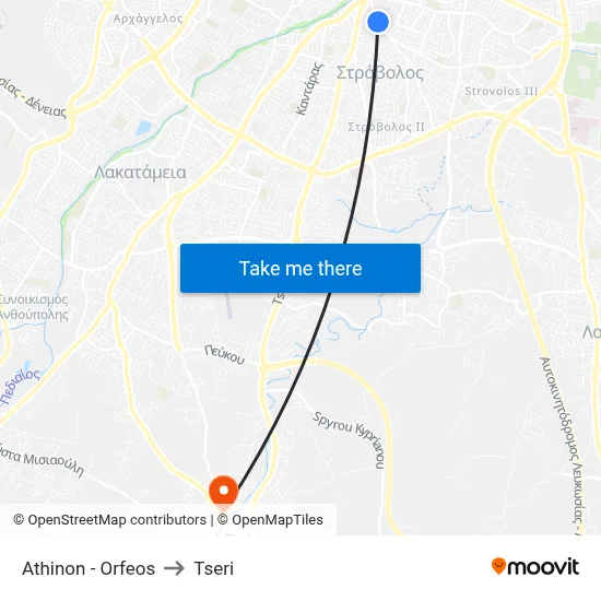 Athinon - Orpheus to Tseri map