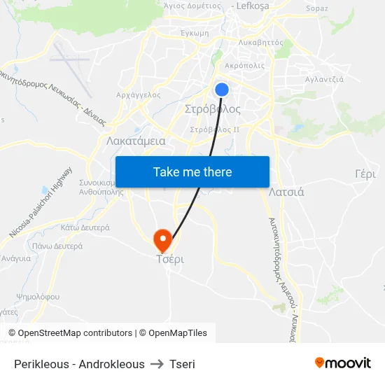 Perikleous - Androkleous to Tseri map