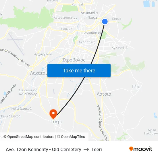 John Kennedy Ave - Old Cemetery to Tseri map