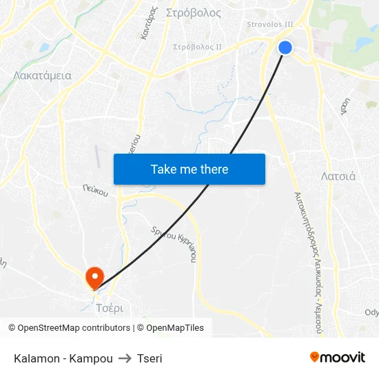 Kalamon - Kampou to Tseri map