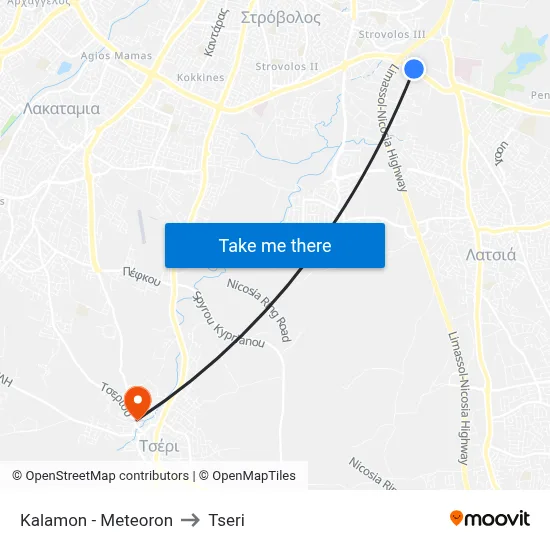 Kalamon - Meteoron to Tseri map