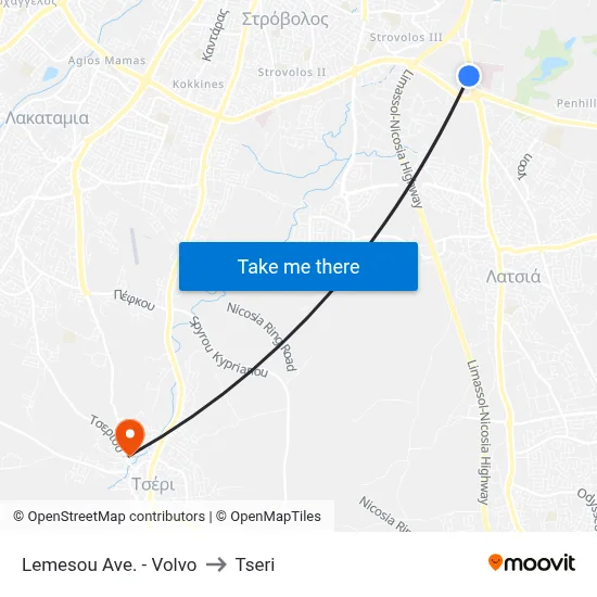 Lemesos Avenue - Volvo to Tseri map