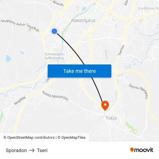 Sporadon to Tseri map