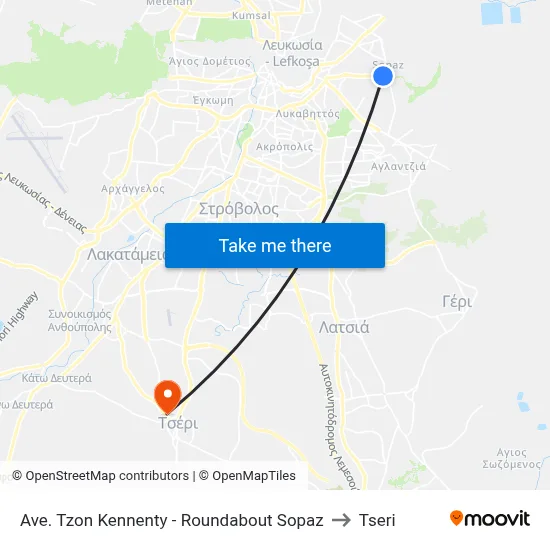 Ave. Tzon Kennenty - Roundabout Sopaz to Tseri map
