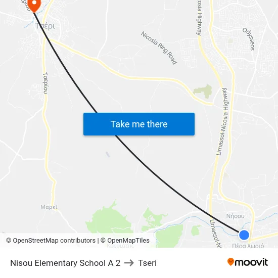 Nisou Elementary School A 2 to Tseri map