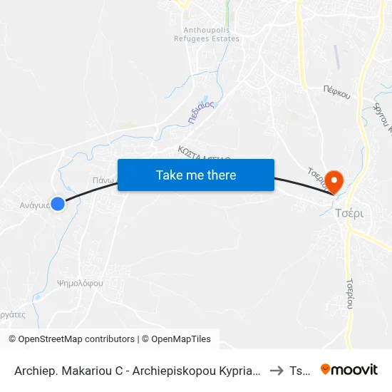 Archiep. Makariou C - Arch. Kyprianou to Tseri map