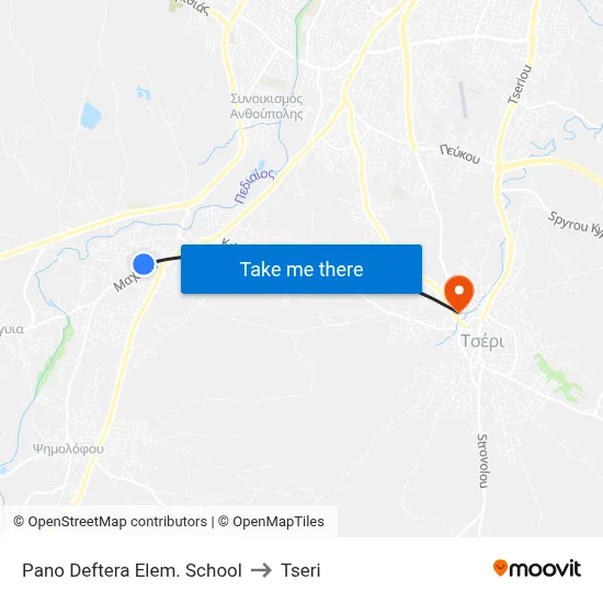 Pano Deftera Elem. School to Tseri map