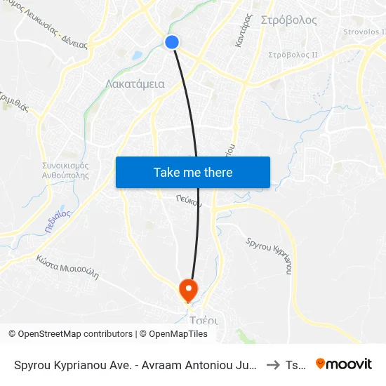 Spyrou Kyprianou Avenue - Avraam Antoniou Jumbo to Tseri map