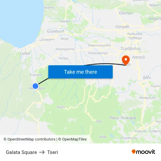 Galata Square to Tseri map