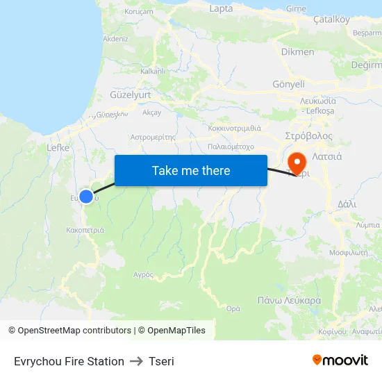 Evrychou Fire Station to Tseri map