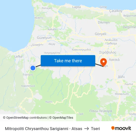Mitropoliti Chrysanthou Sarigianni - Atsas to Tseri map