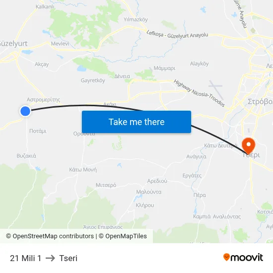 21 Mili to Tseri map