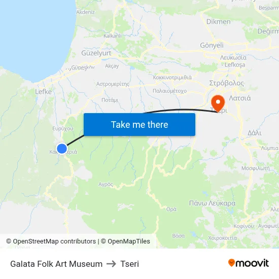 Galata Folk Art Museum to Tseri map