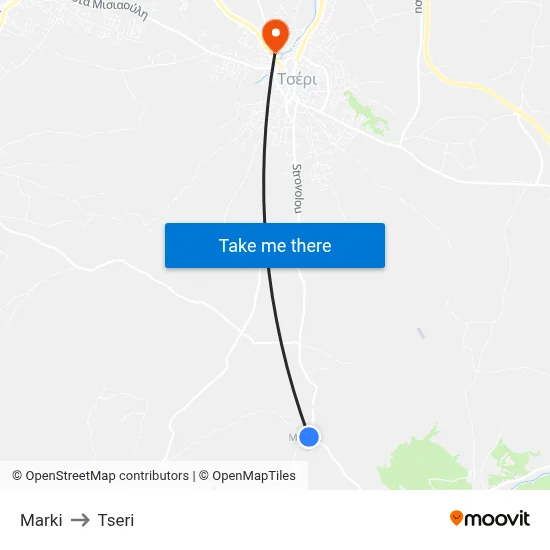 Marki to Tseri map