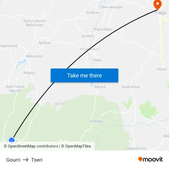 Gourri to Tseri map