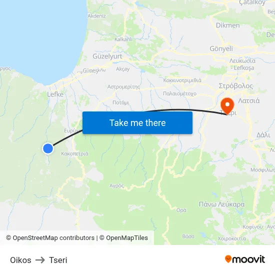 Oikos to Tseri map