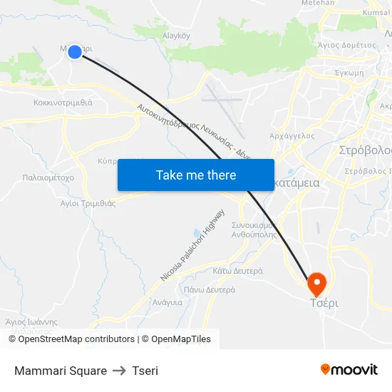 Mammari Square to Tseri map