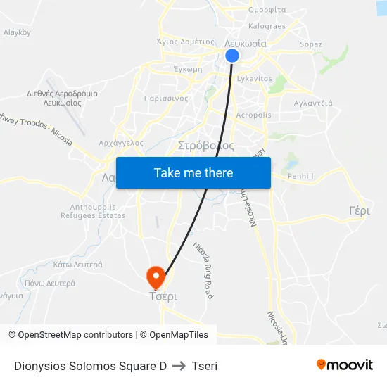 Dionysios Solomos Square D to Tseri map