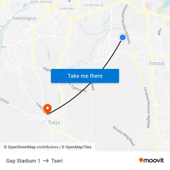 Anexartisias Avenue - Gsp to Tseri map