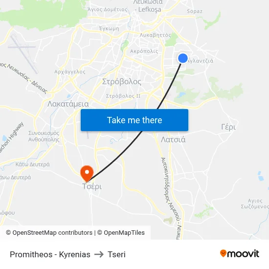 Promitheos - Kyrenias to Tseri map