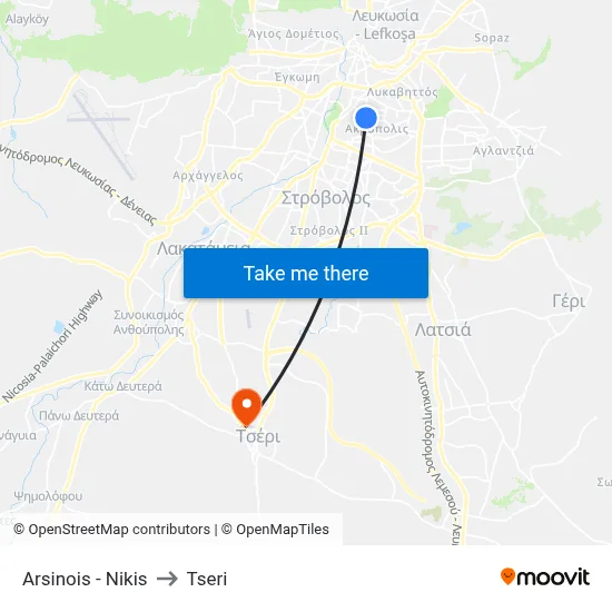 Arsinois - Nikis to Tseri map