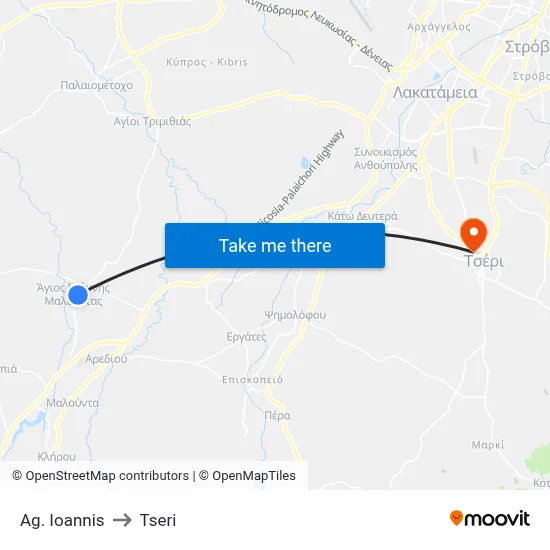 Ag. Ioannis to Tseri map
