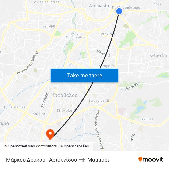 Μάρκου Δράκου - Αριστείδου to Μαμμαρι map