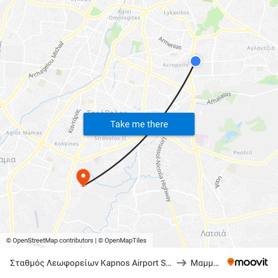 Σταθμός Λεωφορείων Kapnos Airport Shuttle to Μαμμαρι map