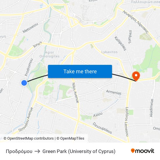Προδρόμου to Green Park (University of Cyprus) map