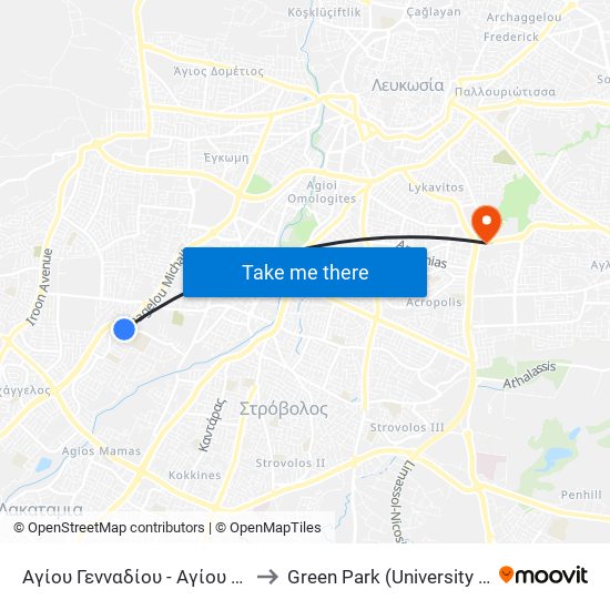 Αγίου Γενναδίου to Green Park (University of Cyprus) map