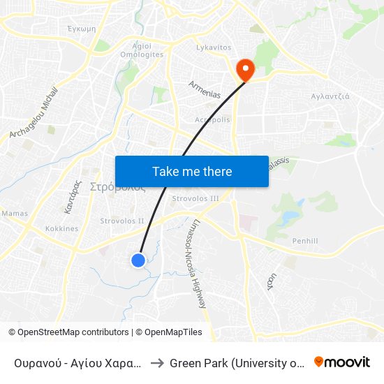 Ουρανού to Green Park (University of Cyprus) map