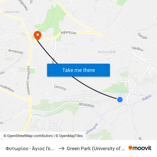 Fytoriou - Agios Georgios to Green Park (University of Cyprus) map