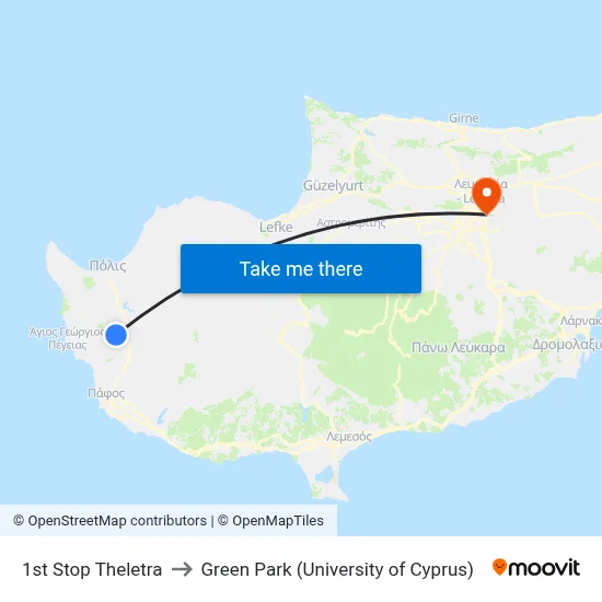 1st Stop Theletra to Green Park (University of Cyprus) map