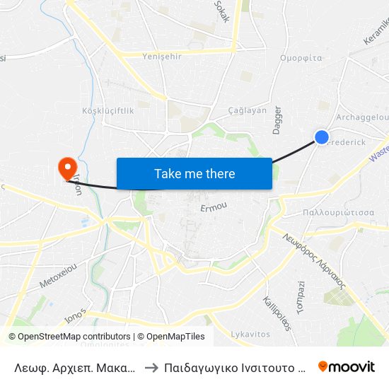 Λεωφ. Αρχιεπ. Μακαρίου Γ to Παιδαγωγικο Ινσιτουτο Κυπρου map