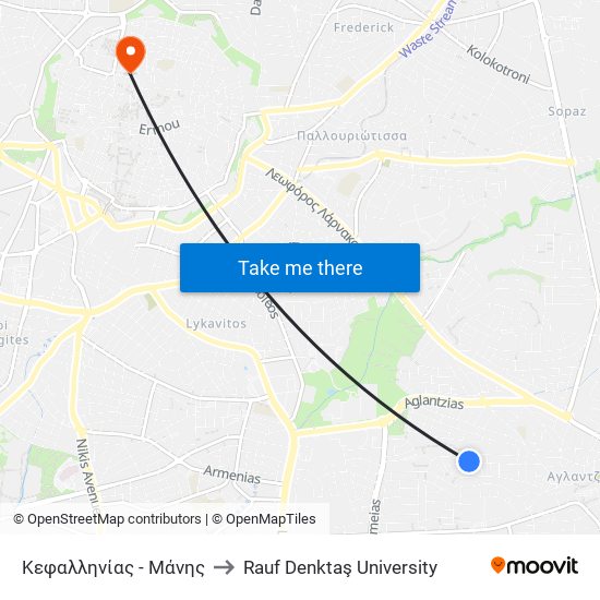 Κεφαλληνίας to Rauf Denktaş University map