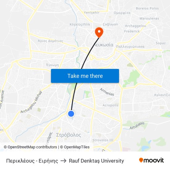 Περικλέους to Rauf Denktaş University map