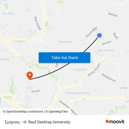 Σμύρνης to Rauf Denktaş University map