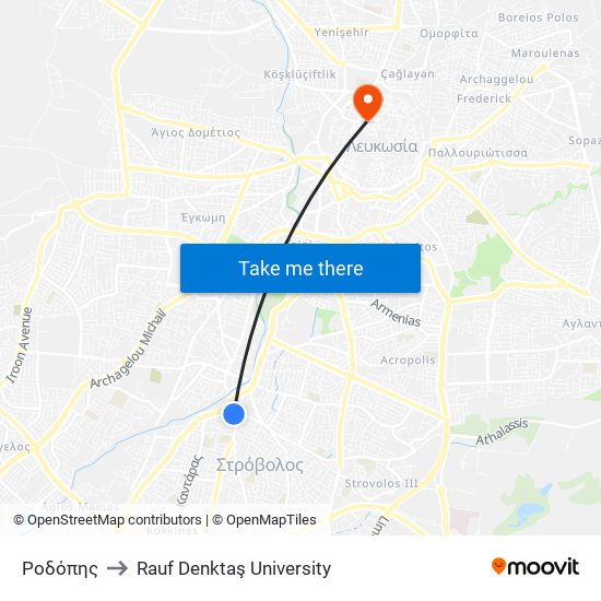 Ροδόπης to Rauf Denktaş University map