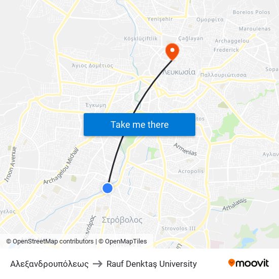 Αλεξανδρουπόλεως to Rauf Denktaş University map