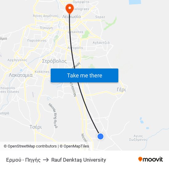 Ερμού to Rauf Denktaş University map