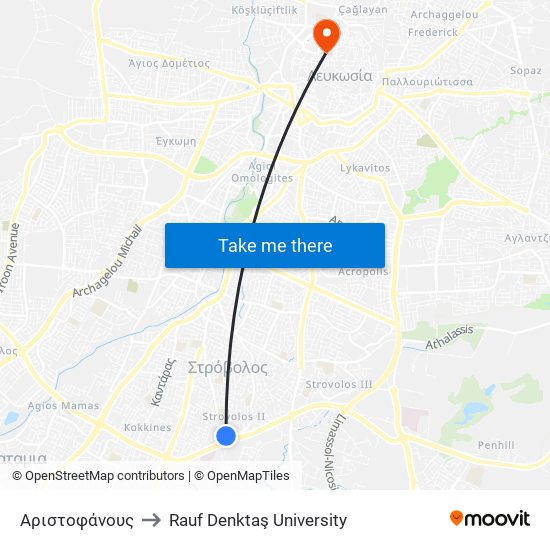 Αριστοφάνους to Rauf Denktaş University map
